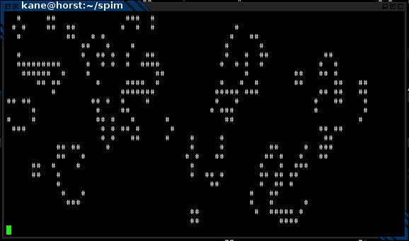 Screenshot des laufenden Game of Life in MIPS Assembler