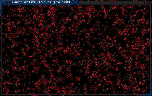 Screenshot des laufenden Game of Life in einem X-Fenster